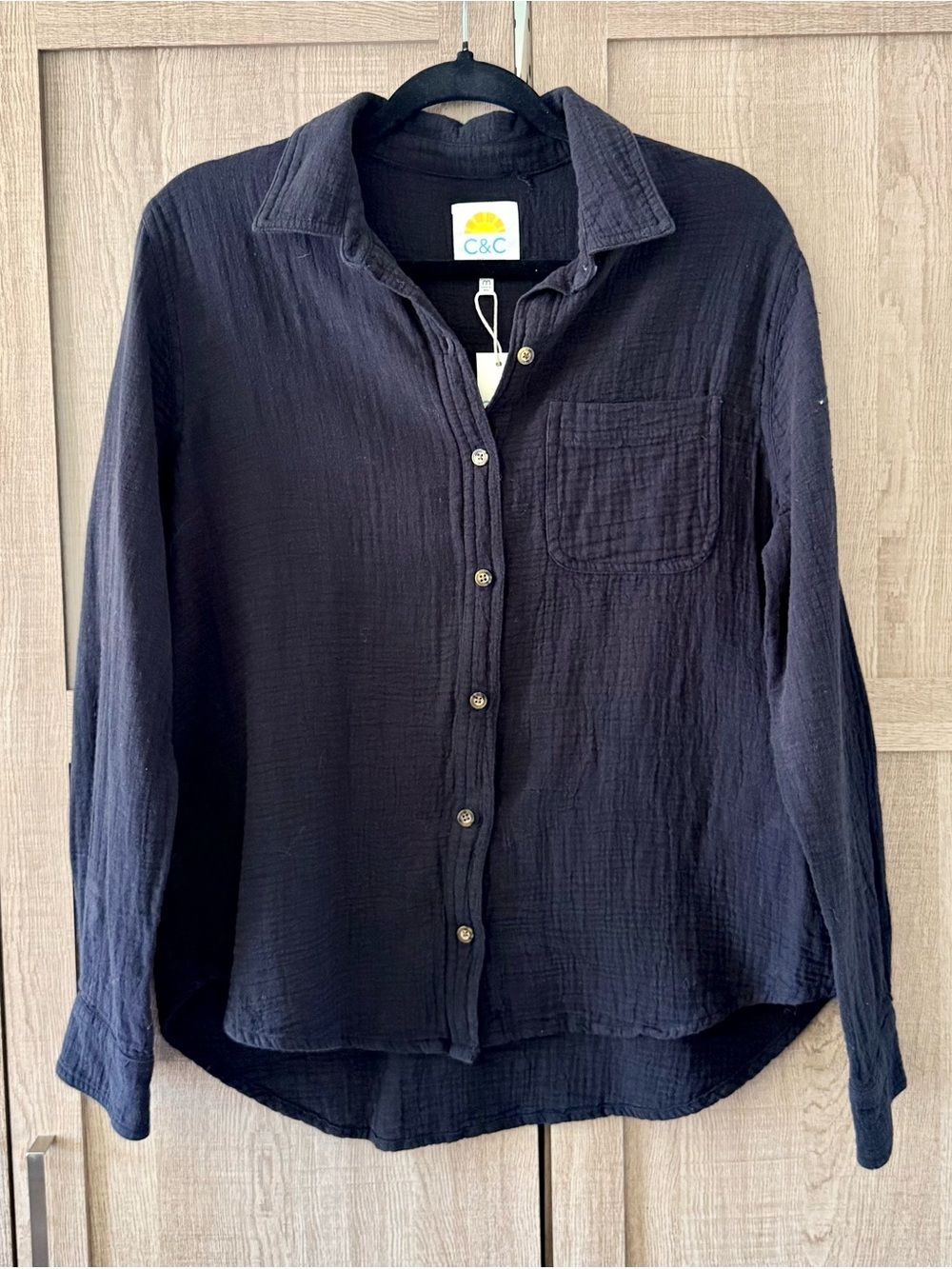 C&C California Black 100% Cotton Long-Sleeve Button Down Shirt SZ.M